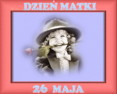 Brokatowa kartka z niebieskim napisem dzień matki
